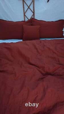 Red color Linen Bedding Set Queen Comforter Twin Full Queen King Duvet Set