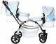 Roma Polly Sparkle Double Twin Dolls Pram 2 In 1 Stroller & Carry Cot Mermaid