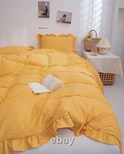 Ruffle Yellow Cotton Duvet Twin Full Double duvet cover Queen King Toddler cover