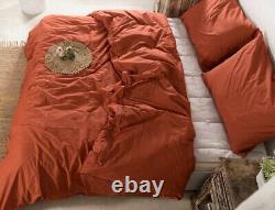 Rust Orange Color Linen Duvet Cover Washed Bedding Donna Cover Twin King Queen