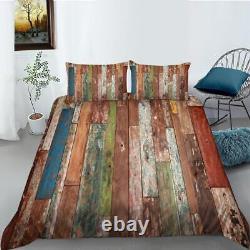Rustic Coloured Board Quilt Duvet Cover Set Pillowcase Comforter Cover Twin