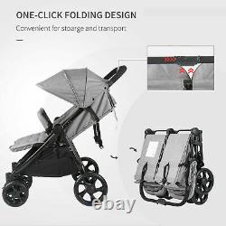 Side by Side Baby Double Stroller for Toddlers Twin Pushchair with Adjustable Ba