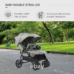 Side by Side Baby Double Stroller for Toddlers Twin Pushchair with Adjustable Ba
