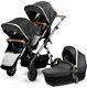 Silver Cross Wave Twin Baby Double Pram System Stroller With Bassinet Granite New