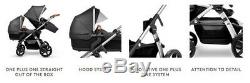 Silver Cross Wave Twin Baby Double Pram System Stroller with Bassinet Granite NEW