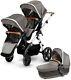 Silver Cross Wave Twin Baby Double Pram System Stroller With Bassinet Sable New