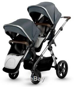 Silver Cross Wave Twin Baby Double Pram System Stroller with Bassinet Slate NEW