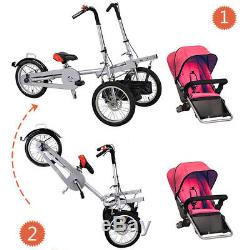 Single/Double Baby Mom Tricycle Seat Twin Tandem Stroller Bike Pushchair Bicycle