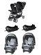 Sit N' Stand Boy Double Stroller Stand 2 Car Seat & 2 Bases Twins Travel System