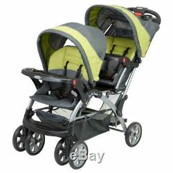 Sit N' Stand Boy Double Stroller Stand two Car Seat Twins Travel System Green