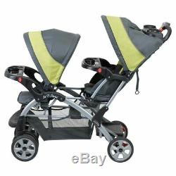 Sit N' Stand Boy Double Stroller Stand two Car Seat Twins Travel System Green