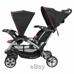 Sit N' Stand Girl Double Stroller Stand two Car Seat Twins Travel System Pink