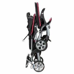 Sit N' Stand Girl Double Stroller Stand two Car Seat Twins Travel System Pink