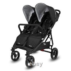 Slim Twin Stroller 2024, Double Stroller, Font Bar, Easy to Fold, Licorice