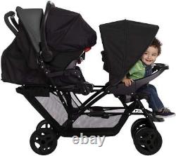 Stadium Duo Tandem Twin Seat Buggy Stroller Pushchair Black And Grey NEW