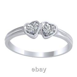 Sterling Silver 925 Ring Size 4.00 Cz Heart Cut Kids Baby Girls Twin Double New
