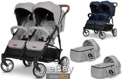 Stroller easyGO Domino for twins or two 2in1 carrycot pram pushchair trolley