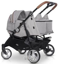 Stroller easyGO Domino for twins or two 2in1 carrycot pram pushchair trolley