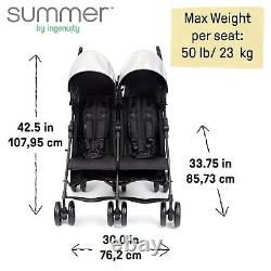 Summer Infant 3Dlite Folding Lightweight Side-by-Side Double Stroller, Black