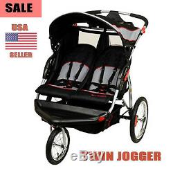 Swivel Double Jogger Twin Baby Jogging Stroller Big Wheel Stroller with Speakers