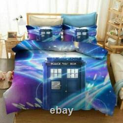 TARDIS Check Doctor Who Quilt Duvet Cover Set Twin Bedclothes Queen Kids