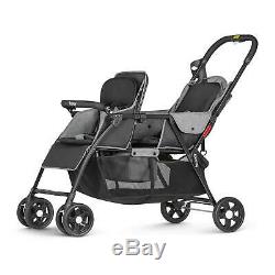 Tandem Double Twin Baby Buggy Pushchair Stroller Pram From Birth Grey