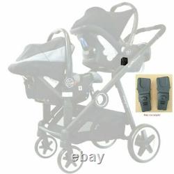 Tandem Double Twin Pram Baby Travel System Grey + Carseat, Carrycot & Raincover