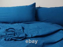 Teal Blue Linen Bedding Set Queen Comforter Twin Full Queen King Duvet Set