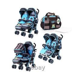Toddler Baby Double Twin Folding Pushchair Stroller Travel Buggy Newborn Pram