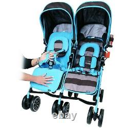 Toddler Baby Double Twin Folding Pushchair Stroller Travel Buggy Newborn Pram