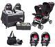 Toddler Twins Double Stroller 2 Infant Car Seats Baby Girls Nursery Center Bag