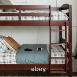 Traditional Solid Wood Twin over Twin Bunk Bed Espresso