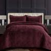 Tribeca Living Oversized Velvet Quilt, Three Piece Queen Bed Set, 260gsm Soft Ve
