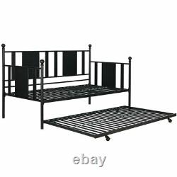 Trundle Unit Daybed Metal Modern Double Frame Bed Futon Bedroom Furniture Guest