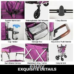 Twin Baby Double Baby Stroller Wagon 2 Passenger Easy Fold with Canopy Bag Purple
