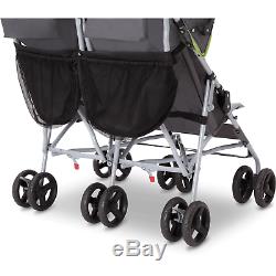 Twin Baby Double Stroller Umbrella Canopy Lightweight Reclining 5 Point Belt New