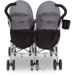 Twin Baby Double Stroller Umbrella Canopy Lightweight Reclining 5 Point Belt New