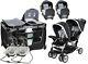 Twin Baby Double Stroller With 2 Car Seats 2 Infant Swings Playard For 2 Combo