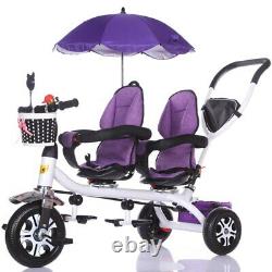 Twin Baby Stroller Double Rotatable Seat Stroller Protable Pushchair Tricycle