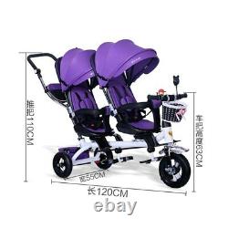 Twin Baby Stroller Double Rotatable Seat Stroller Protable Pushchair Tricycle