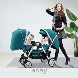 Twin Baby Stroller Four-wheel Shock Absorber Baby Can Sit Reclining Multi-range