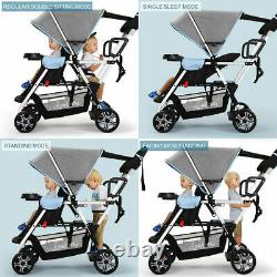 Twin Baby Stroller Sit Lying Lightweight for Infant Newborn Pram Double Carriage