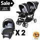 Twin Baby Stroller With 2 Car Seat Combo Double Jogger Set And Safety For Kids