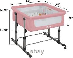 Twin Bassinets for Baby, Double Bassinet Bedside Sleeper for Twins, Double Pink