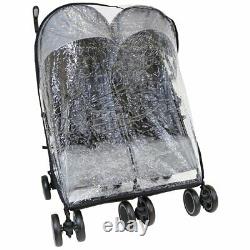 Twin Boys Grey Double Stroller Buggy Pushchair inc Raincover Bag & Footmuffs