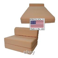 Twin Flip Chair Folding Foam Beds, Portable Sofa Bed, Couch 6x36x70, Peach