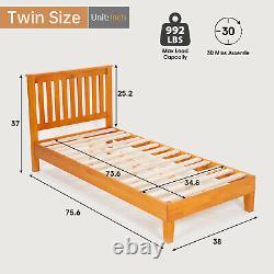 Twin/Full/Queen Size Bed Frame Wood Platform Solid Wood Foundation withHeadboard