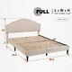 Twin/full/queen Size Bed Frame Withfabric Upholstered Headboard & Wooden Slats