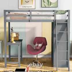 Twin / Full Size Loft Bed with Wardrobe Desk Storage Shelves for Kids Child Gift