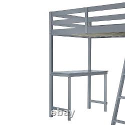 Twin / Full Size Loft Bed with Wardrobe Desk Storage Shelves for Kids Child Gift